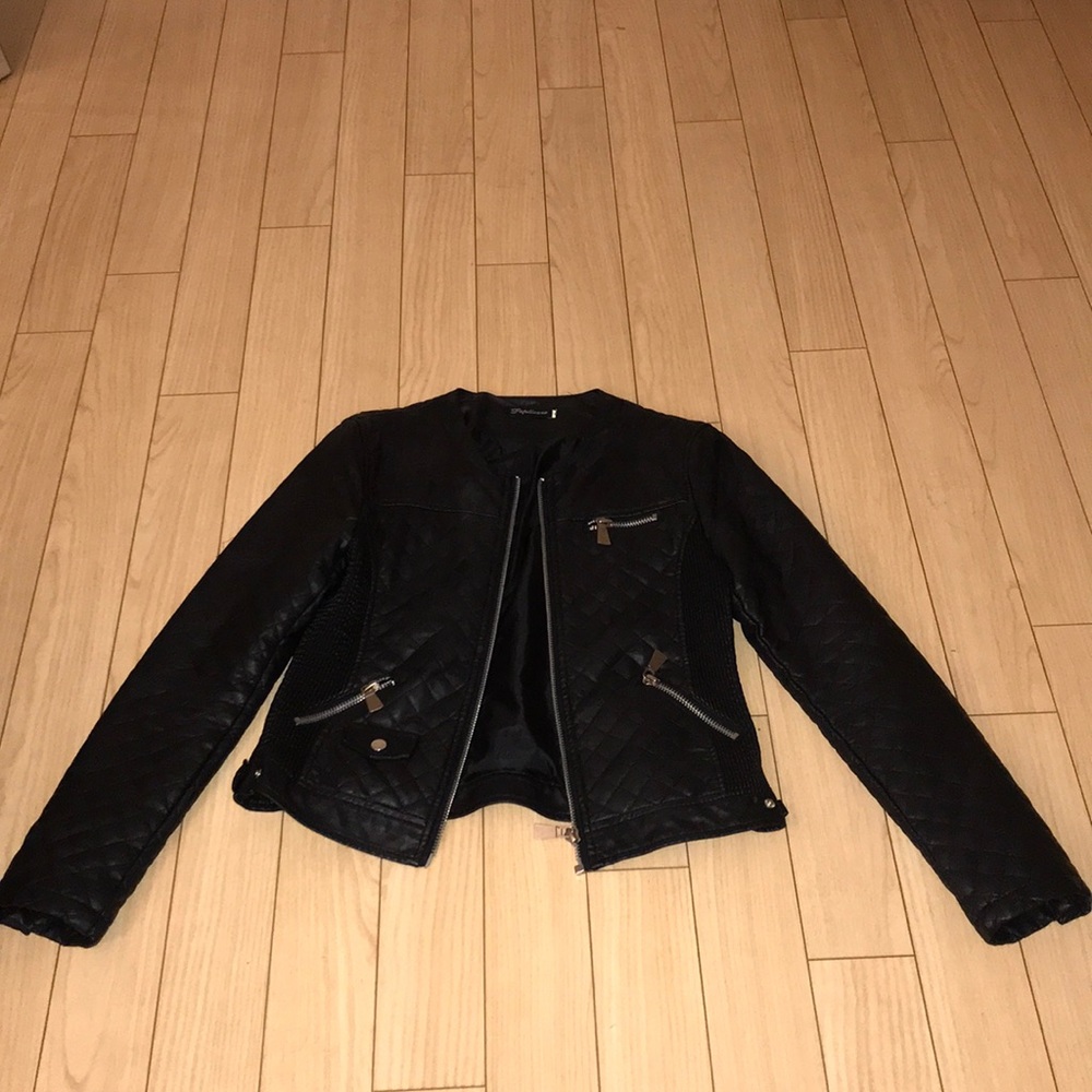 Super Cute PU Jacket w/quilted detail